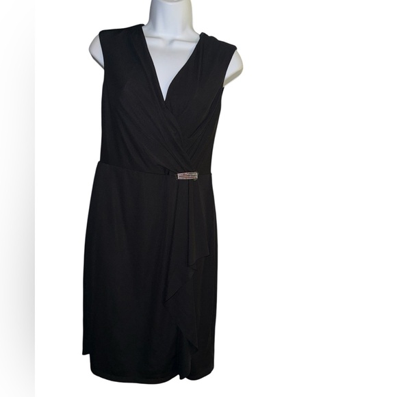 Ralph Lauren Black Midi Dress with Embellished Waist - Picture 1 of 15